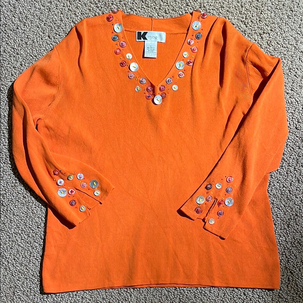 VTG K Studios Orange Top with Button Accents